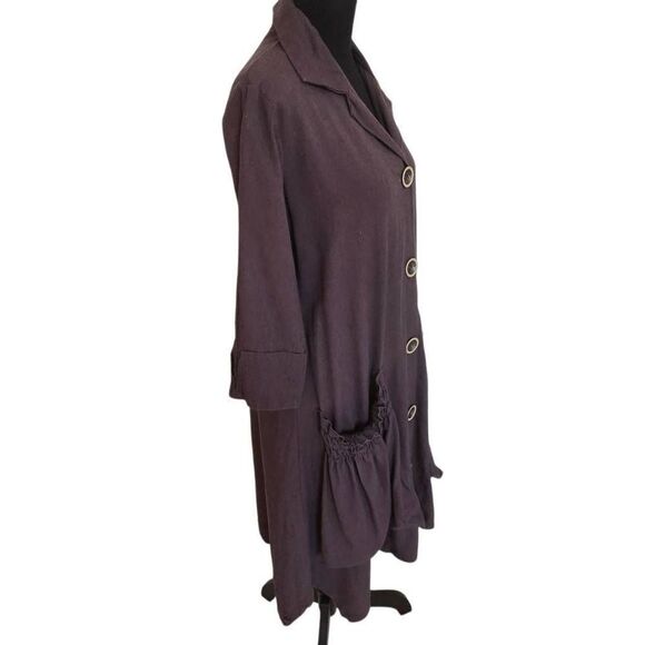 For Cynthia Womens Linen Blend Casual Lagenlook Oversized Pockets Midi Dress XS - Picture 5 of 13